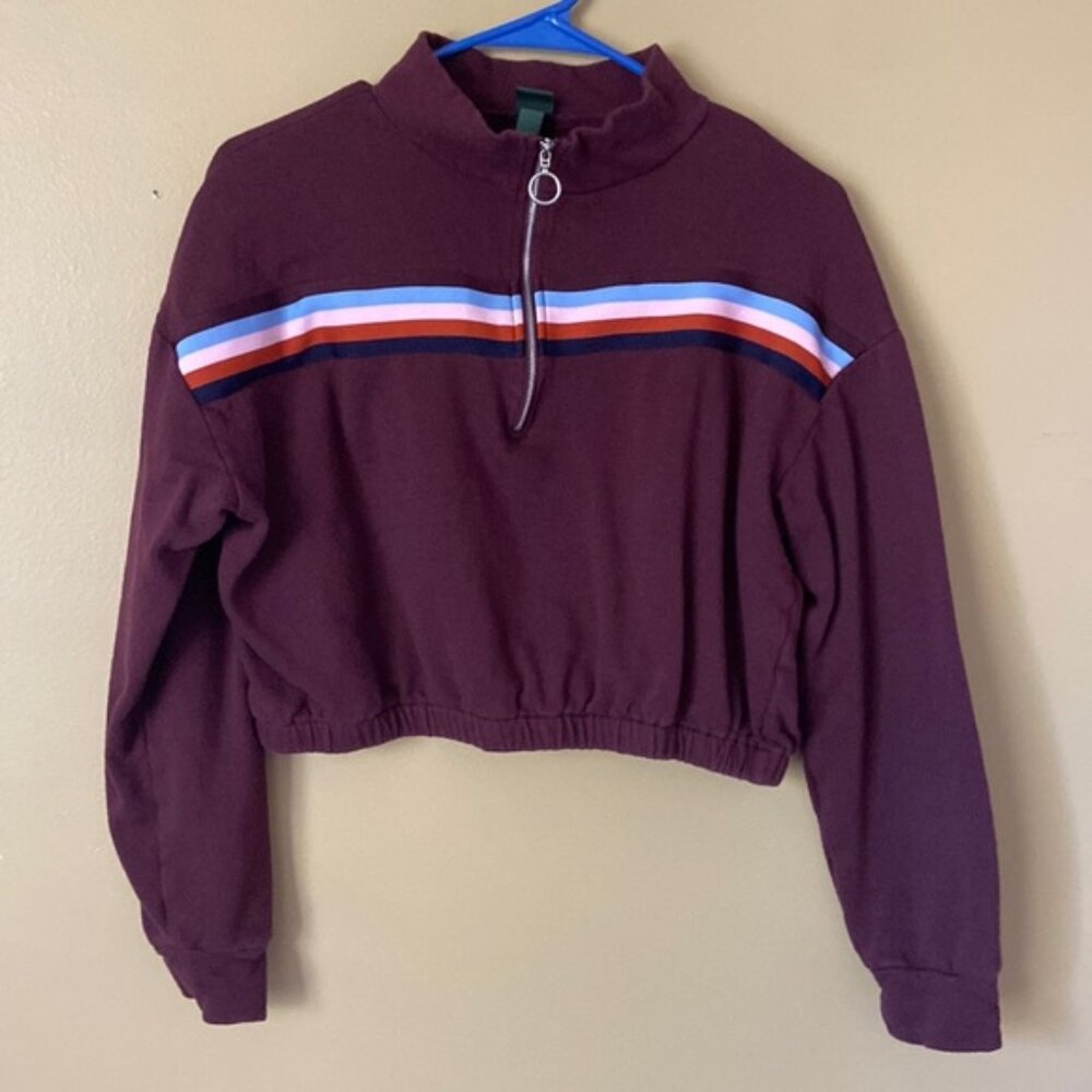 Womens crop burgundy sweatshirt